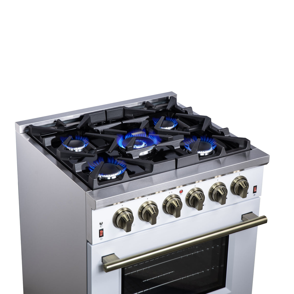 Forno Massimo 30-Inch Gas Range FFSGS6239-30 – White – Gas Range FFSGS6239 30WHT Cooktop Left Angle 2025 07 25