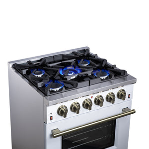 Forno Massimo 30-Inch Gas Range FFSGS6239-30 – White – Gas Range FFSGS6239 30WHT Cooktop Left Angle 2025 07 25