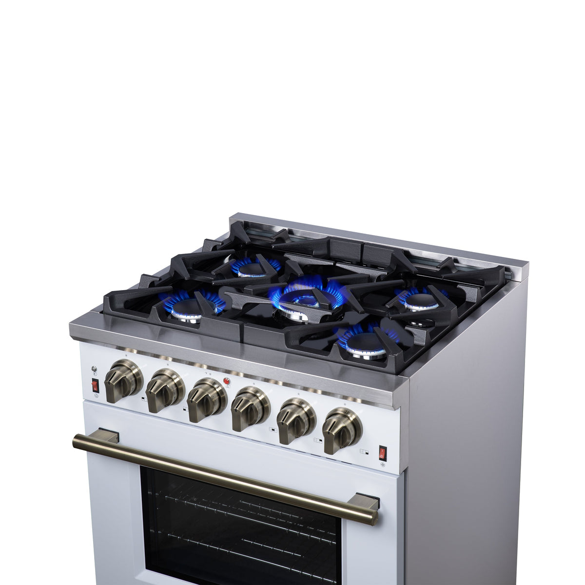 Forno Massimo 30-Inch Gas Range FFSGS6239-30 – White – Gas Range FFSGS6239 30WHT Cooktop Right Angle 2025 07 25