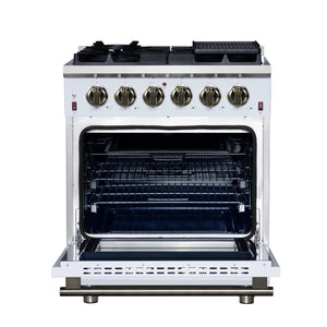 Forno Massimo 30-Inch Gas Range FFSGS6239-30 – White – Gas Range FFSGS6239 30WHT Front Opened 2025 07 25