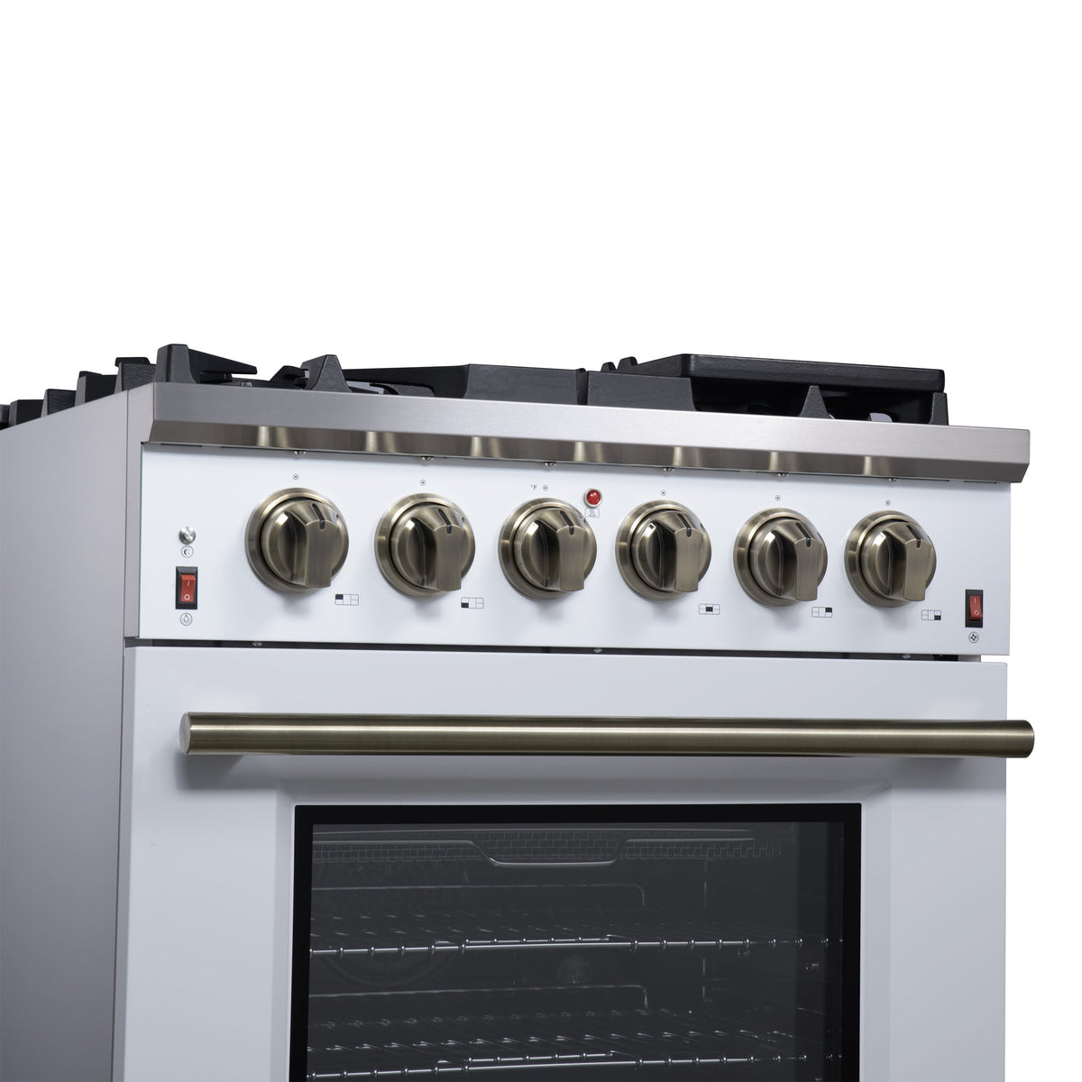 Forno Massimo 30-Inch Gas Range FFSGS6239-30 – White – Gas Range FFSGS6239 30WHT Left Angle Close up 2 2025 07 25