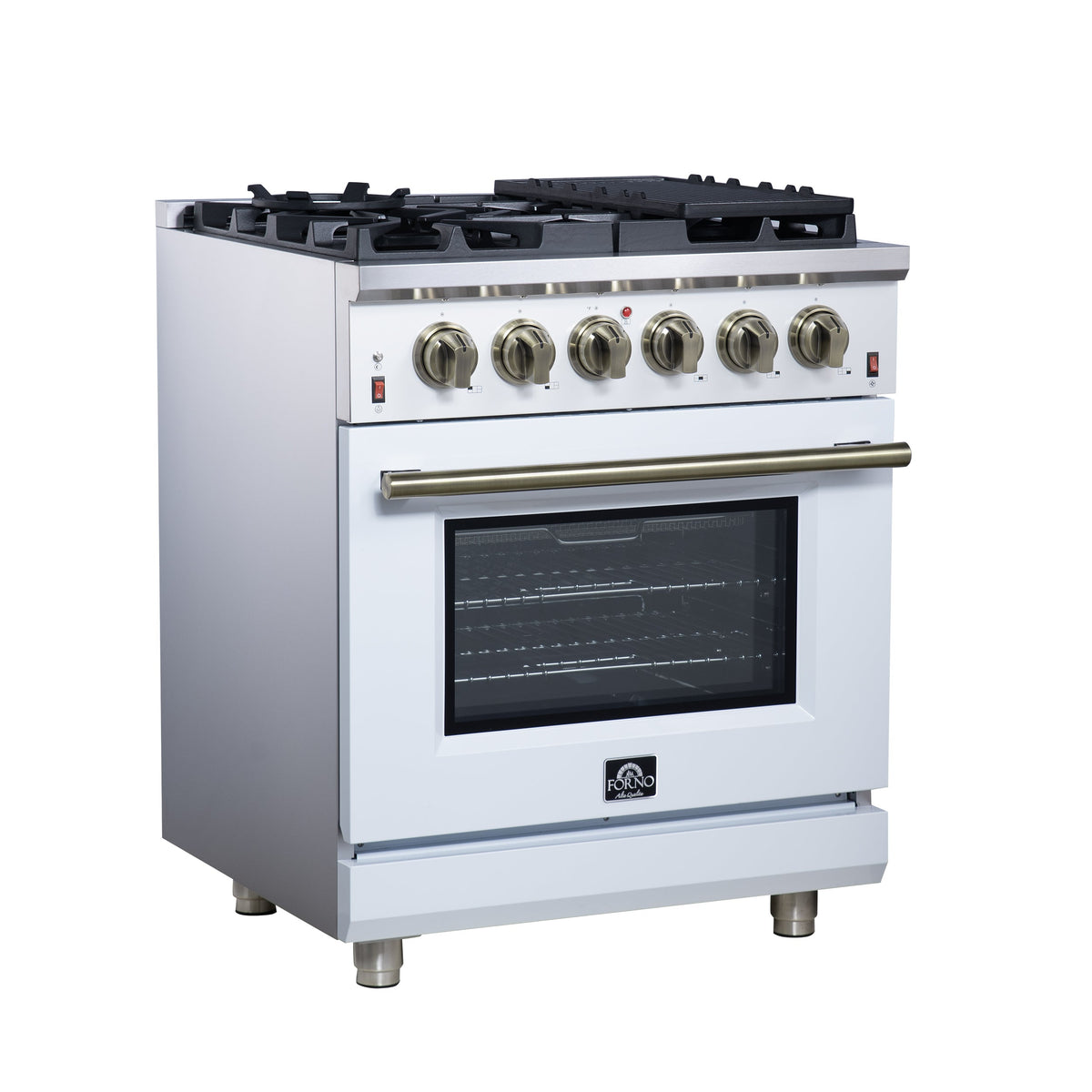 Forno Massimo 30-Inch Gas Range FFSGS6239-30 – White – Gas Range FFSGS6239 30WHT Left Angle 2025 07 25