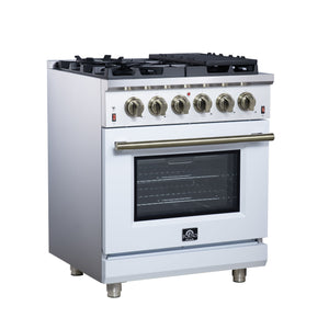 Forno Massimo 30-Inch Gas Range FFSGS6239-30 – White – Gas Range FFSGS6239 30WHT Left Angle 2025 07 25