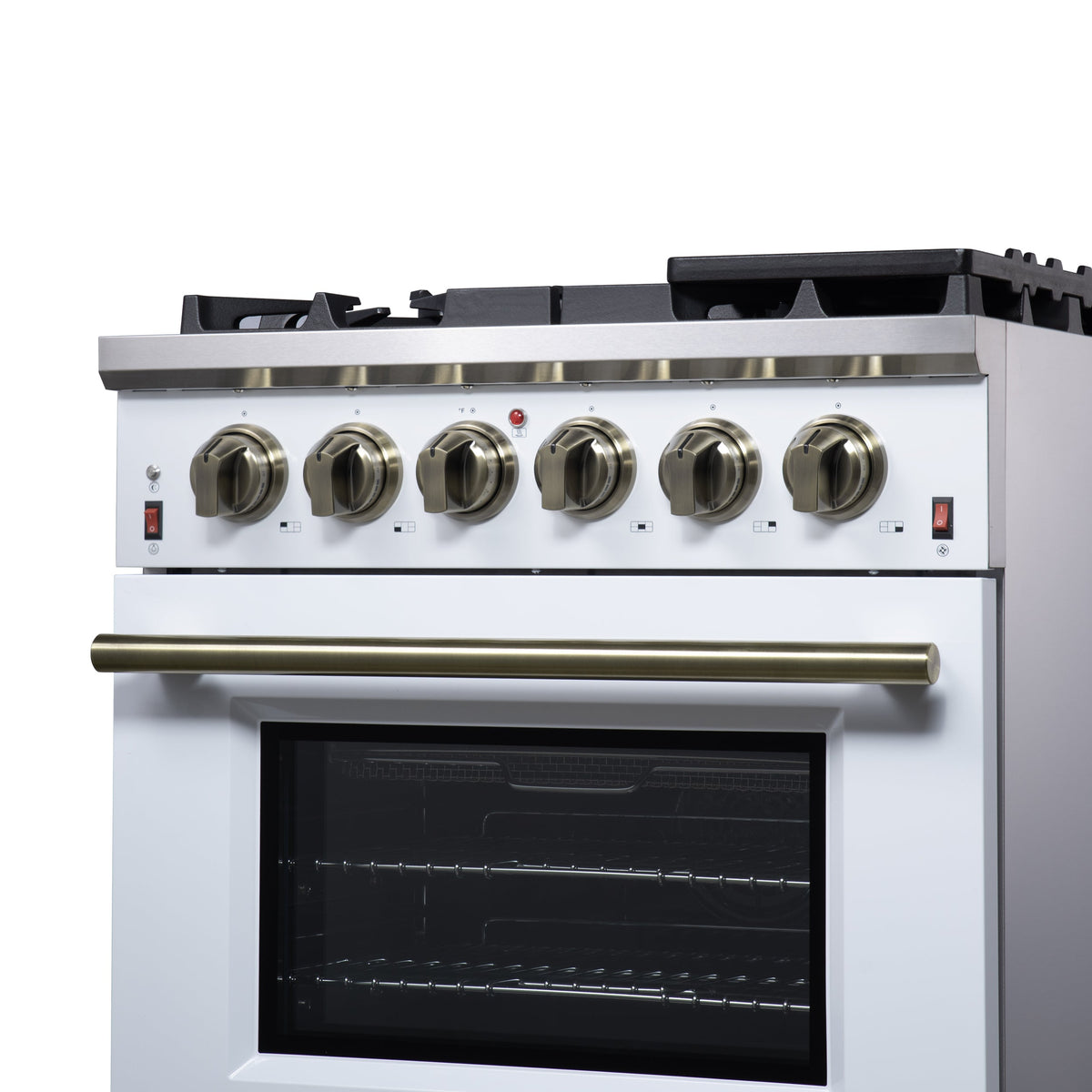 Forno Massimo 30-Inch Gas Range FFSGS6239-30 – White – Gas Range FFSGS6239 30WHT Right Angle Close up 2 2025 07 25