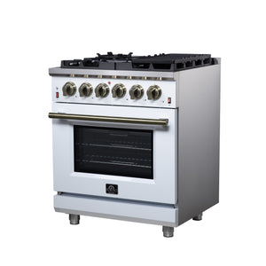 Forno Massimo 30-Inch Gas Range FFSGS6239-30 – White – Gas Range FFSGS6239 30WHT Right Angle 2025 07 25