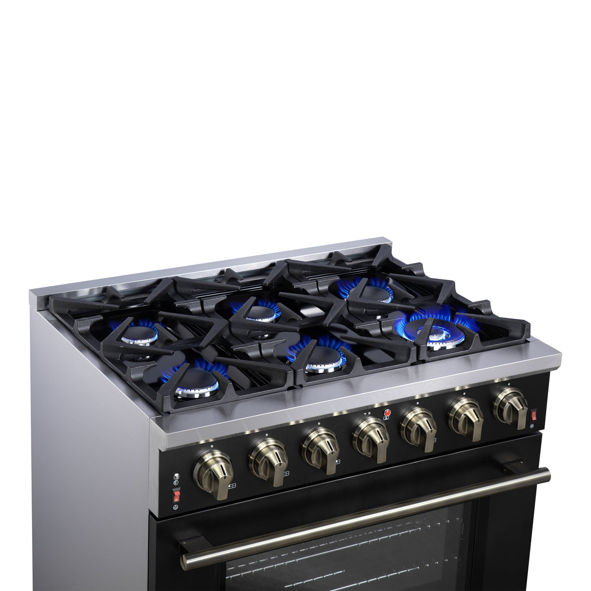 Forno Massimo 36-Inch Gas Range FFSGS6239-36 – Black – Gas Range FFSGS6239 36BLK Cooktop Left Angle 2025 07 25
