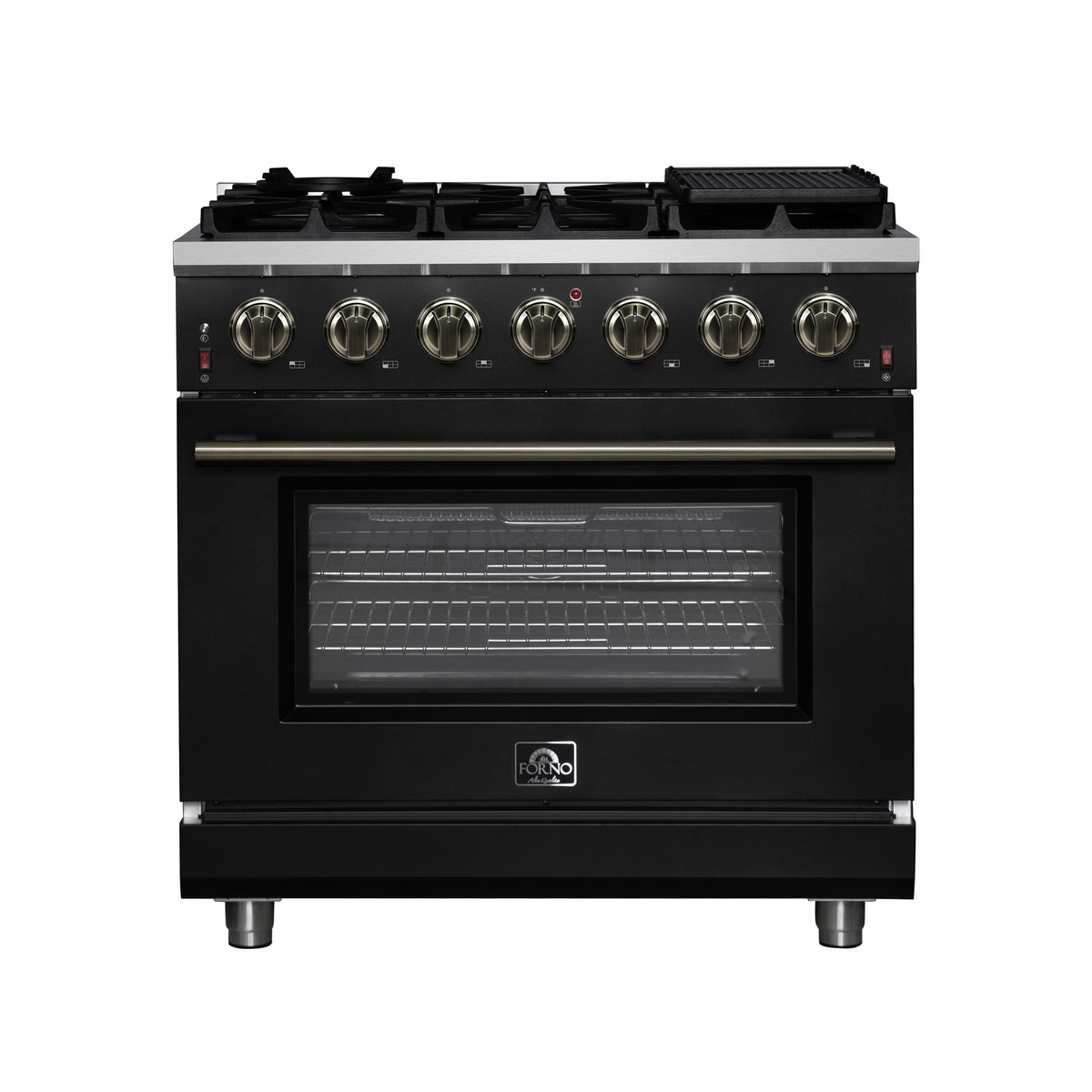 Forno Massimo 36-Inch Gas Range FFSGS6239-36 – Black – Gas Range FFSGS6239 36BLK Front 2025 07 25