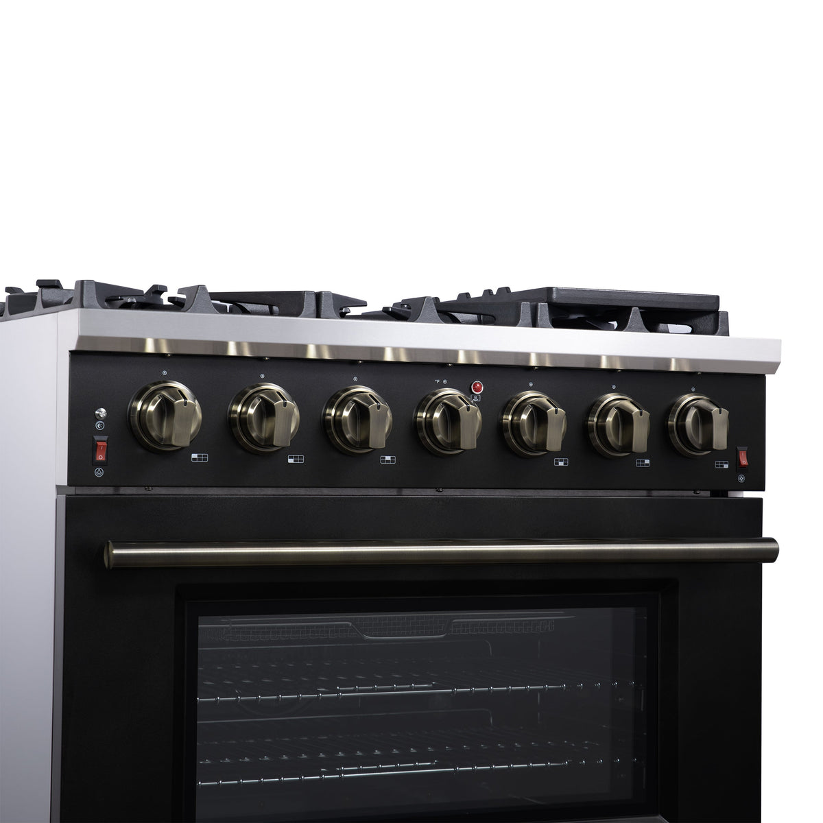 Forno Massimo 36-Inch Gas Range FFSGS6239-36 – Black – Gas Range FFSGS6239 36BLK Left Angle Close Up 2 2025 07 25