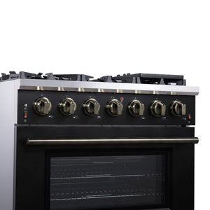 Forno Massimo 36-Inch Gas Range FFSGS6239-36 – Black – Gas Range FFSGS6239 36BLK Left Angle Close Up 2 2025 07 25