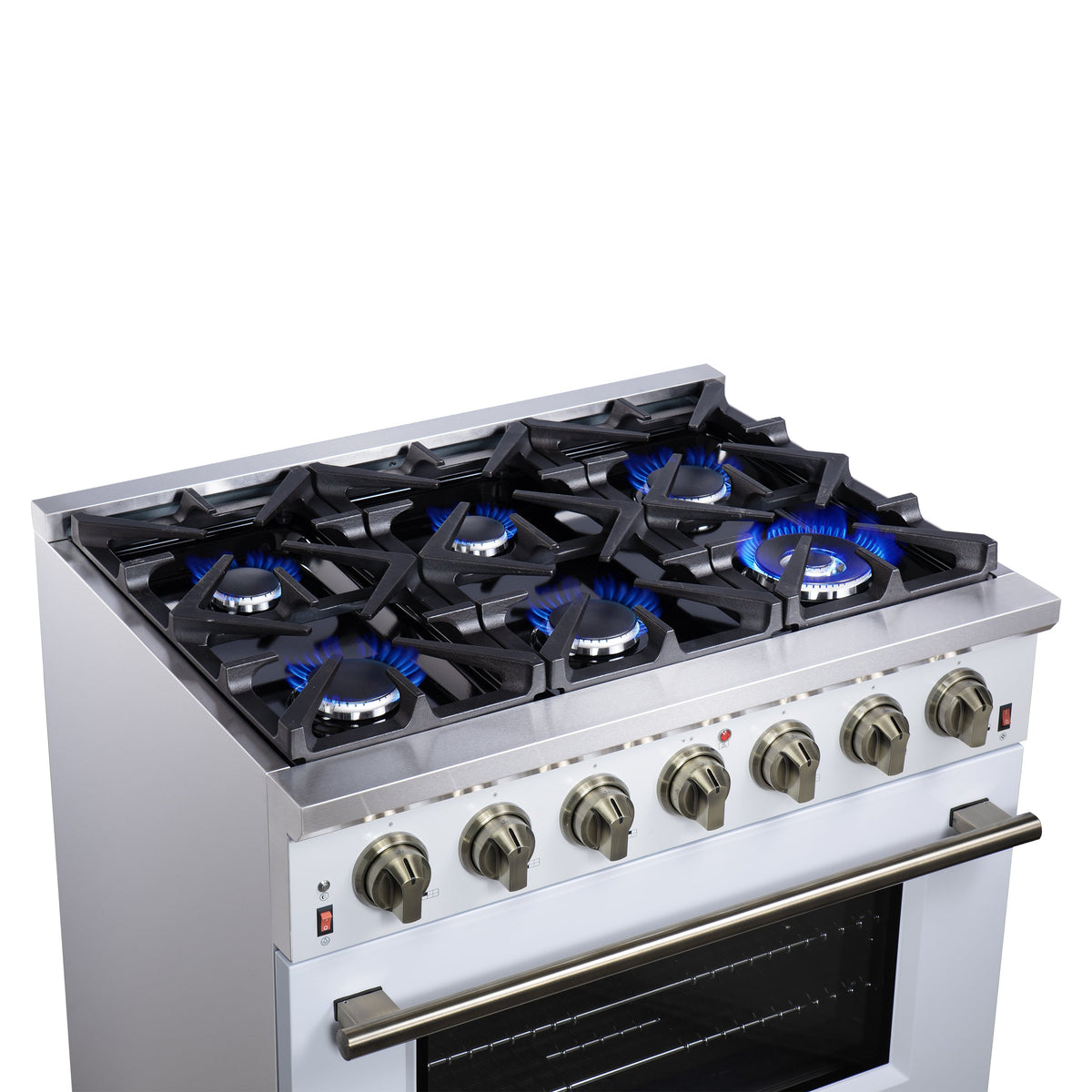 Forno Massimo 36-Inch Gas Range FFSGS6239-36 – White – Gas Range FFSGS6239 36WHT Cooktop Left Angle 2025 07 25