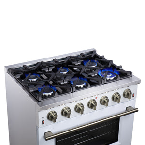 Forno Massimo 36-Inch Gas Range FFSGS6239-36 – White – Gas Range FFSGS6239 36WHT Cooktop Left Angle 2025 07 25