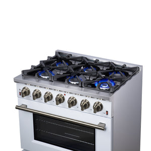 Forno Massimo 36-Inch Gas Range FFSGS6239-36 – White – Gas Range FFSGS6239 36WHT Cooktop Right Angle 2025 07 25