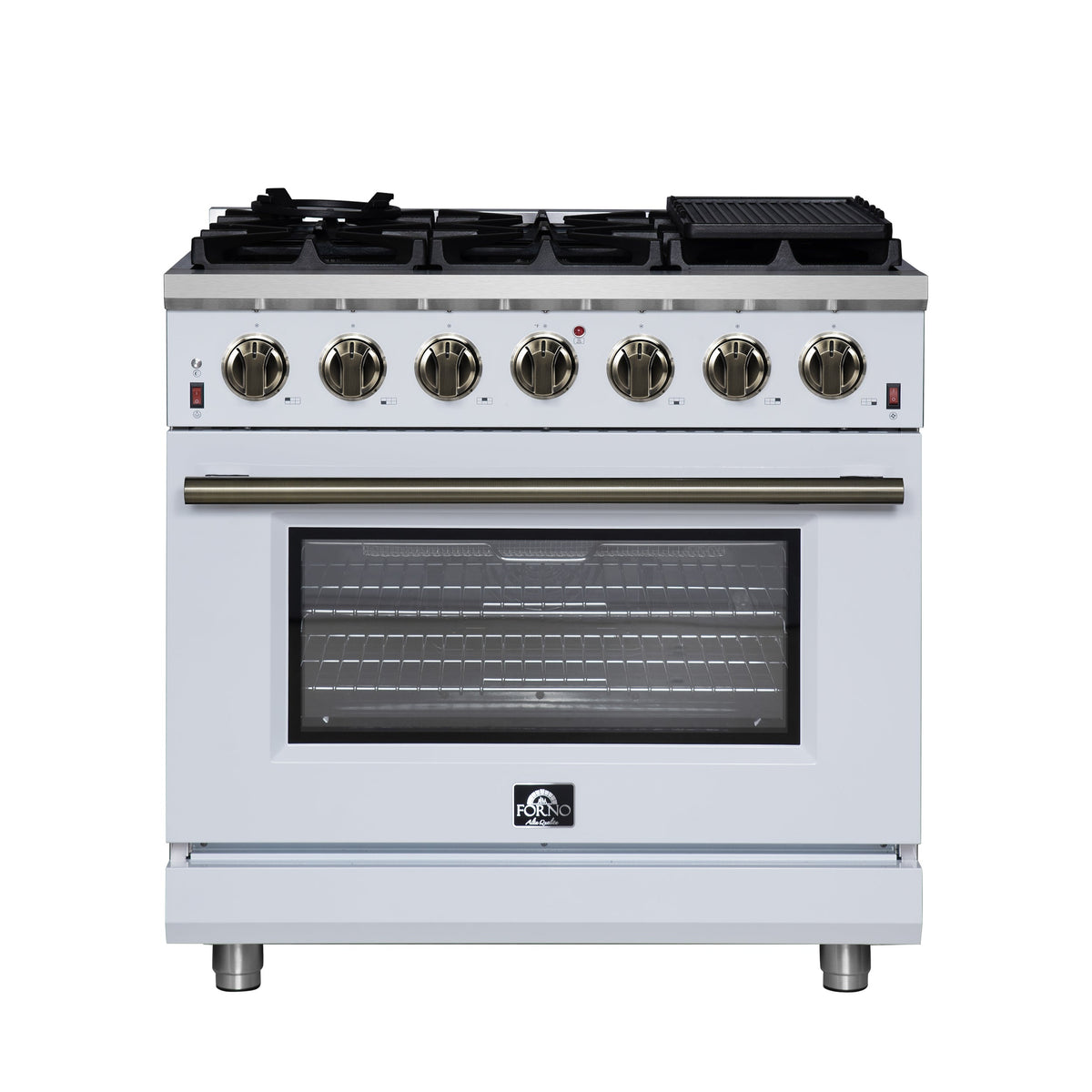 Forno Massimo 36-Inch Gas Range FFSGS6239-36 – White – Gas Range FFSGS6239 36WHT Front 2025 07 25