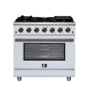 Forno Massimo 36-Inch Gas Range FFSGS6239-36 – White – Gas Range FFSGS6239 36WHT Front 2025 07 25