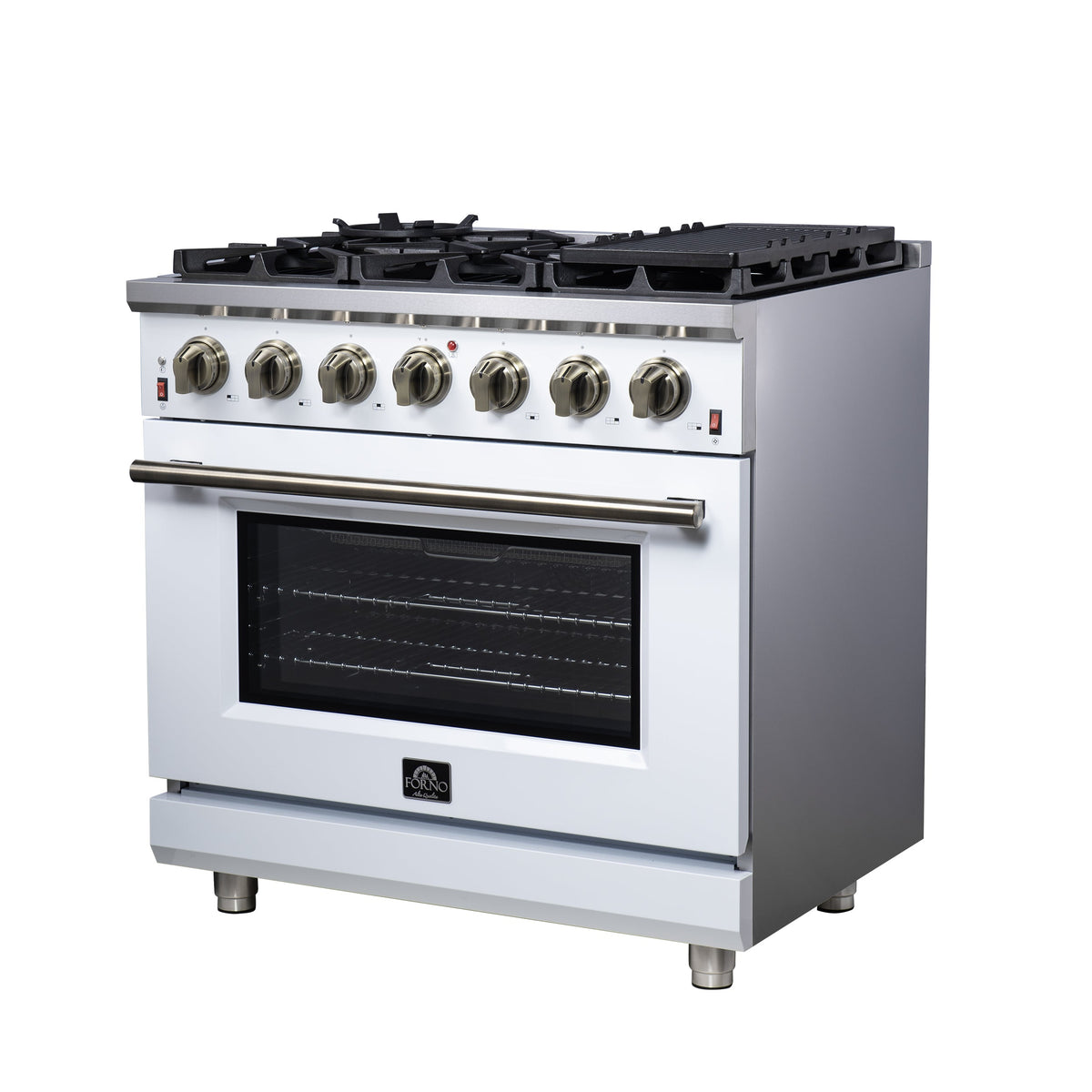 Forno Massimo 36-Inch Gas Range FFSGS6239-36 – White – Gas Range FFSGS6239 36WHT Right Angle 2025 07 25