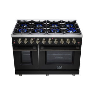 Forno Massimo 48-Inch Gas Range FFSGS6239-48 – Black – Gas Range FFSGS6239 48BLK Cooktop Front 2025 07 25