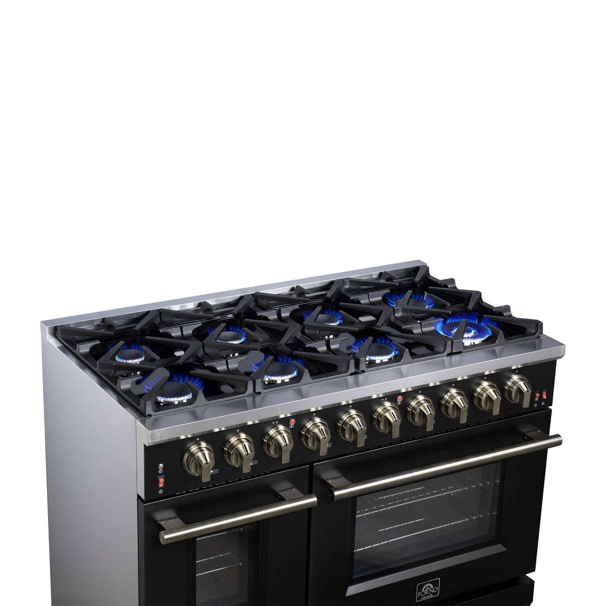 Forno Massimo 48-Inch Gas Range FFSGS6239-48 – Black – Gas Range FFSGS6239 48BLK Cooktop Left Angle 2025 07 25
