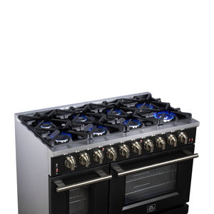 Forno Massimo 48-Inch Gas Range FFSGS6239-48 – Black – Gas Range FFSGS6239 48BLK Cooktop Left Angle 2025 07 25