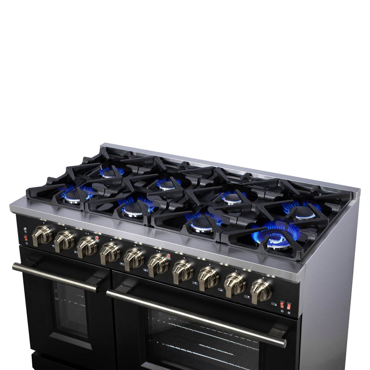 Forno Massimo 48-Inch Gas Range FFSGS6239-48 – Black – Gas Range FFSGS6239 48BLK Cooktop Right Angle 2025 07 25