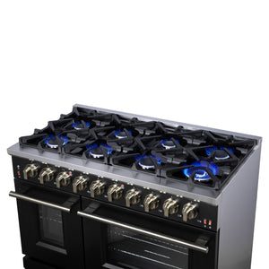 Forno Massimo 48-Inch Gas Range FFSGS6239-48 – Black – Gas Range FFSGS6239 48BLK Cooktop Right Angle 2025 07 25