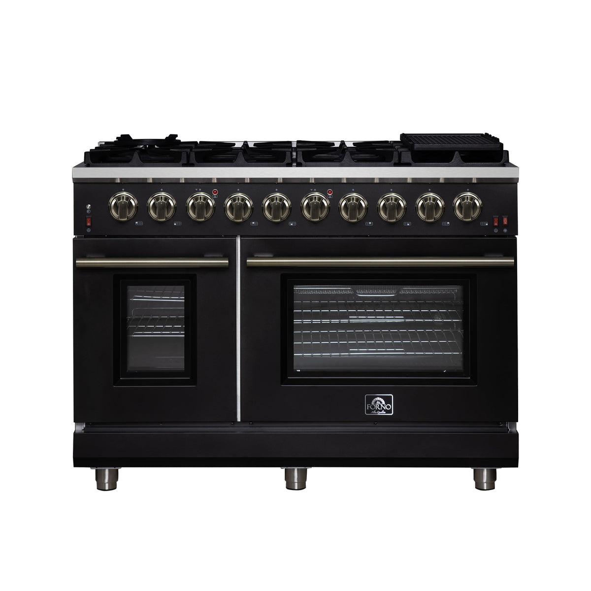 Forno Massimo 48-Inch Gas Range FFSGS6239-48 – Black – Gas Range FFSGS6239 48BLK Front 2025 07 25