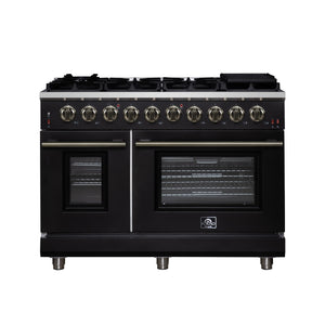 Forno Massimo 48-Inch Gas Range FFSGS6239-48 – Black – Gas Range FFSGS6239 48BLK Front 2025 07 25