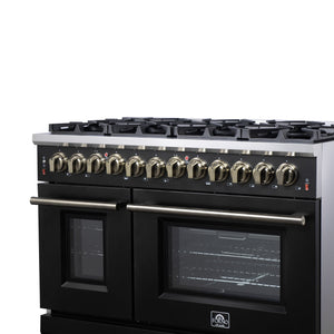 Forno Massimo 48-Inch Gas Range FFSGS6239-48 – Black – Gas Range FFSGS6239 48BLK Right Angle Close Up 2025 07 25