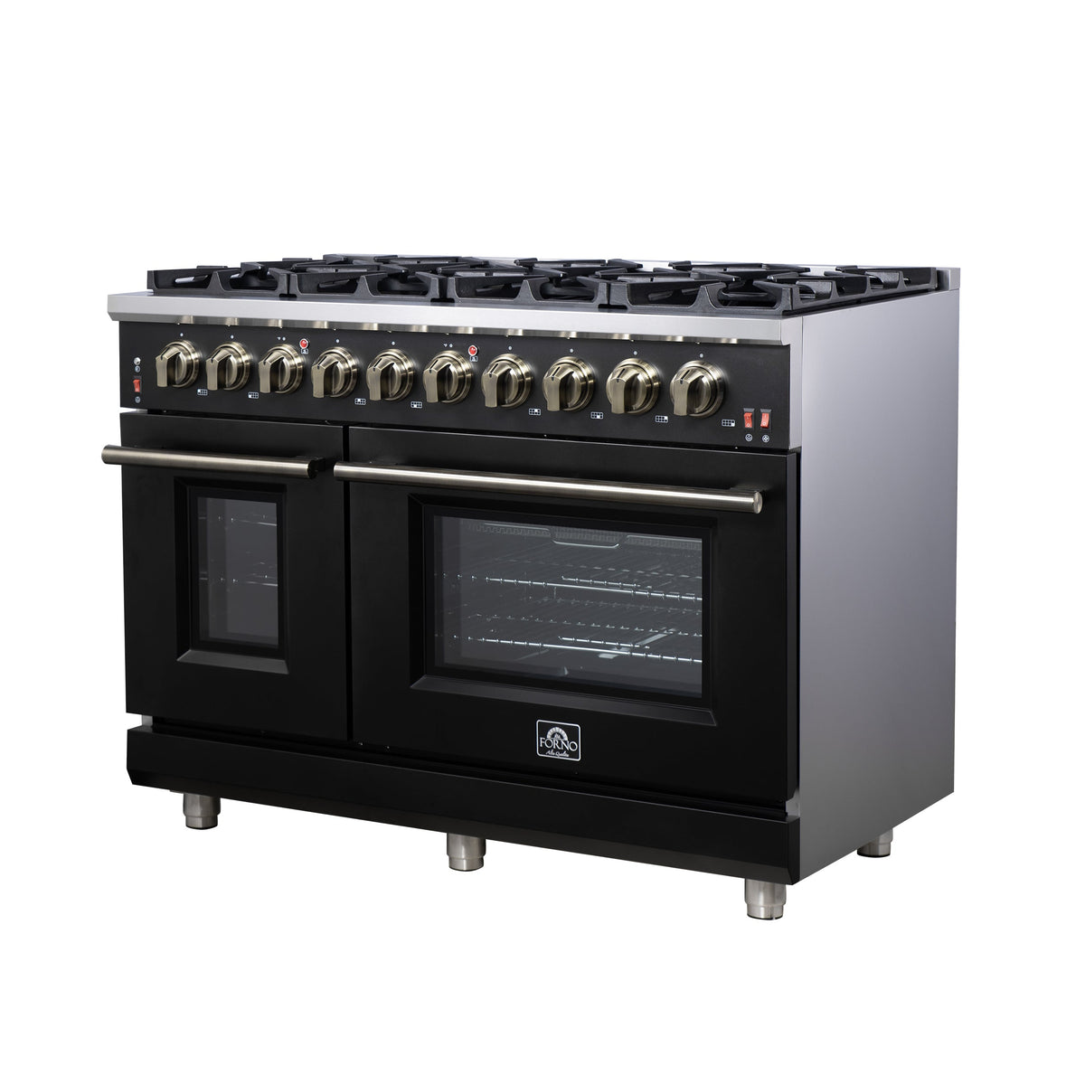 Forno Massimo 48-Inch Gas Range FFSGS6239-48 – Black – Gas Range FFSGS6239 48BLK Right Angle 2025 07 25
