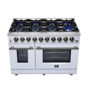 Forno Massimo 48-Inch Gas Range FFSGS6239-48 – White – Gas Range FFSGS6239 48WHT Cooktop Front 2025 07 25