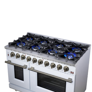 Forno Massimo 48-Inch Gas Range FFSGS6239-48 – White – Gas Range FFSGS6239 48WHT Cooktop Right Angle 2025 07 25