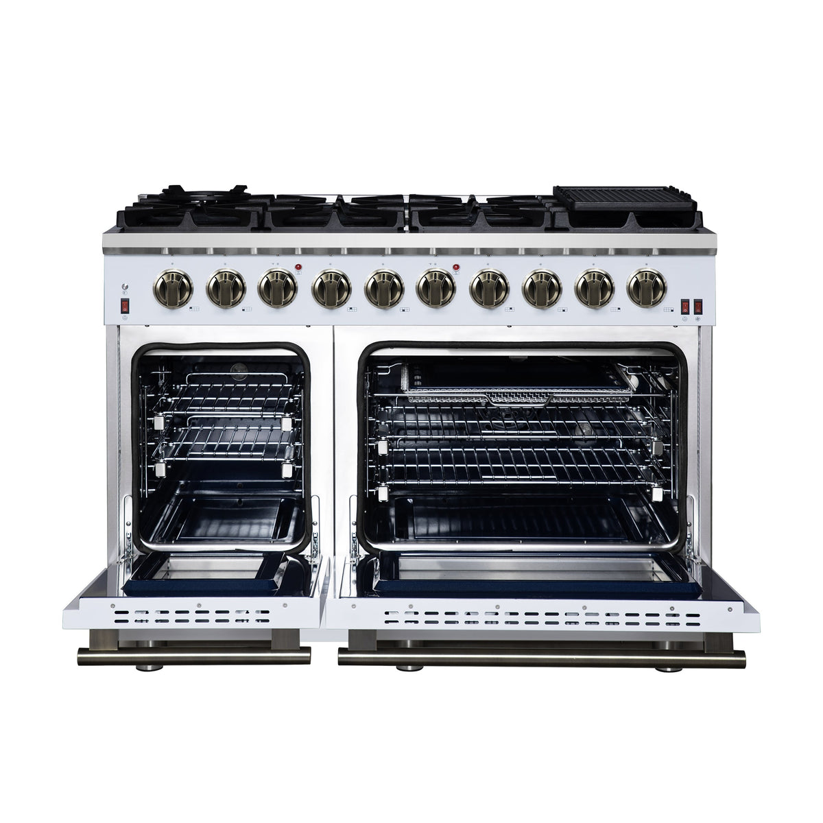 Forno Massimo 48-Inch Gas Range FFSGS6239-48 – White – Gas Range FFSGS6239 48WHT Front Opened 2025 07 25