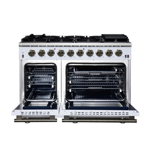 Forno Massimo 48-Inch Gas Range FFSGS6239-48 – White – Gas Range FFSGS6239 48WHT Front Opened 2025 07 25