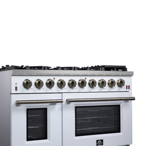Forno Massimo 48-Inch Gas Range FFSGS6239-48 – White – Gas Range FFSGS6239 48WHT Left Angle Close Up 2 2025 07 25