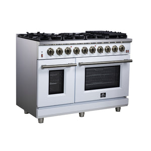 Forno Massimo 48-Inch Gas Range FFSGS6239-48 – White – Gas Range FFSGS6239 48WHT Left Angle 2025 07 25