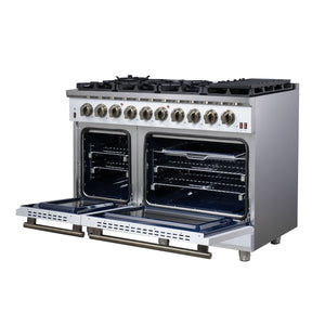 Forno Massimo 48-Inch Gas Range FFSGS6239-48 – White – Gas Range FFSGS6239 48WHT Right Angle Opened 2025 07 25