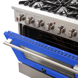 Forno Galiano 36-Inch Gas Range FFSGS6244-36BLU – Stainless Steel – Gas Range FFSGS6244 36BLU vent blue door 2025 10 17