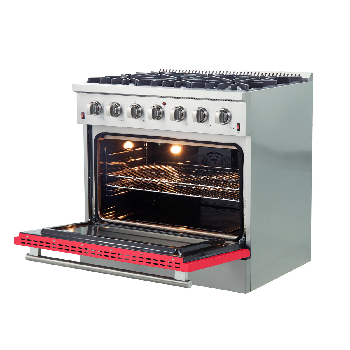 Forno Galiano 36-Inch Gas Range FFSGS6244-36 – Red – Gas Range FFSGS6244 36RED angle open red door 2025 10 17