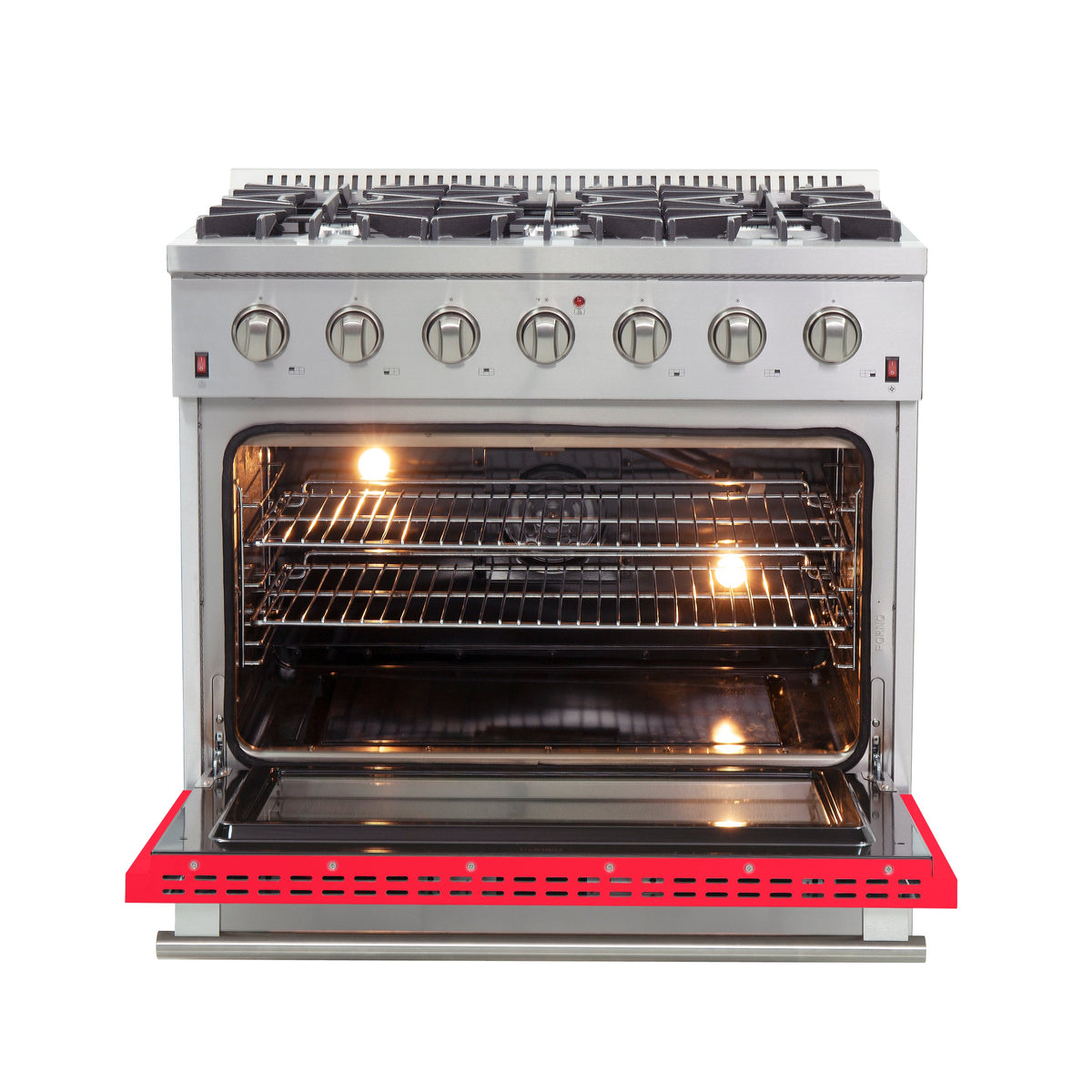 Forno Galiano 36-Inch Gas Range FFSGS6244-36 – Red – Gas Range FFSGS6244 36RED front open red door 2025 10 17