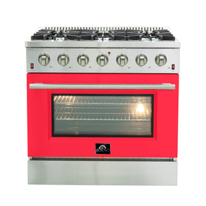 Forno Galiano 36-Inch Gas Range FFSGS6244-36 – Red – Gas Range FFSGS6244 36RED front red door 2025 10 17