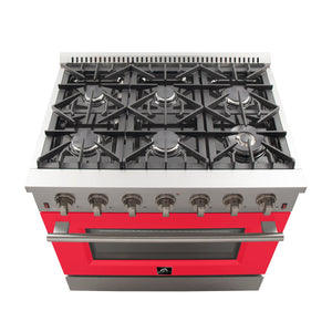Forno Galiano 36-Inch Gas Range FFSGS6244-36 – Red – Gas Range FFSGS6244 36RED top red door 2025 10 17