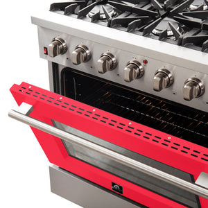 Forno Galiano 36-Inch Gas Range FFSGS6244-36 – Red – Gas Range FFSGS6244 36RED vent red door 2025 10 17