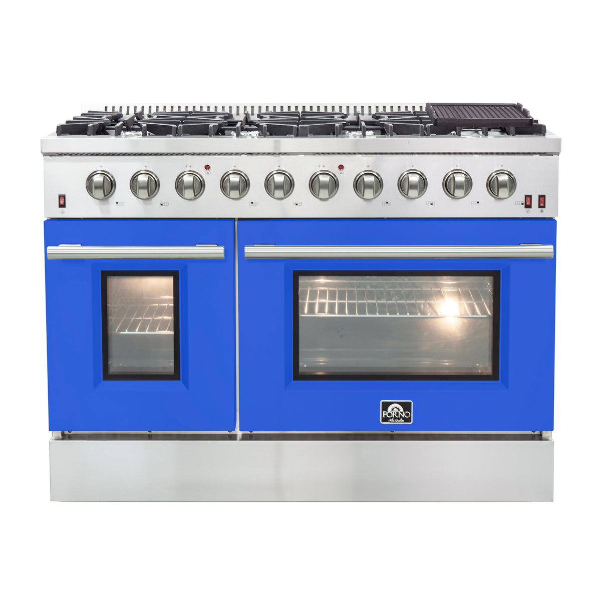 Forno Galiano 48-Inch Gas Range FFSGS6244-48BLU – Stainless Steel – Gas Range FFSGS6244 48BLU front blue door 2025 10 17
