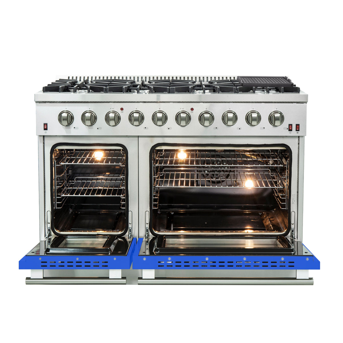 Forno Galiano 48-Inch Gas Range FFSGS6244-48BLU – Stainless Steel – Gas Range FFSGS6244 48BLU front open blue door 2025 10 17