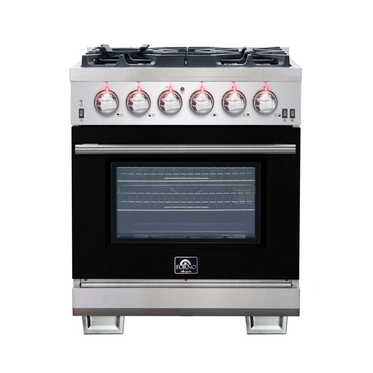 Forno Capriasca 30-Inch Gas Range FFSGS6260-30 – Black – Gas Range FFSGS6260 30BLK front black door 2025 10 16