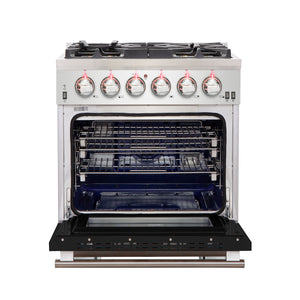 Forno Capriasca 30-Inch Gas Range FFSGS6260-30 – Black – Gas Range FFSGS6260 30BLK front open black door 2025 10 16