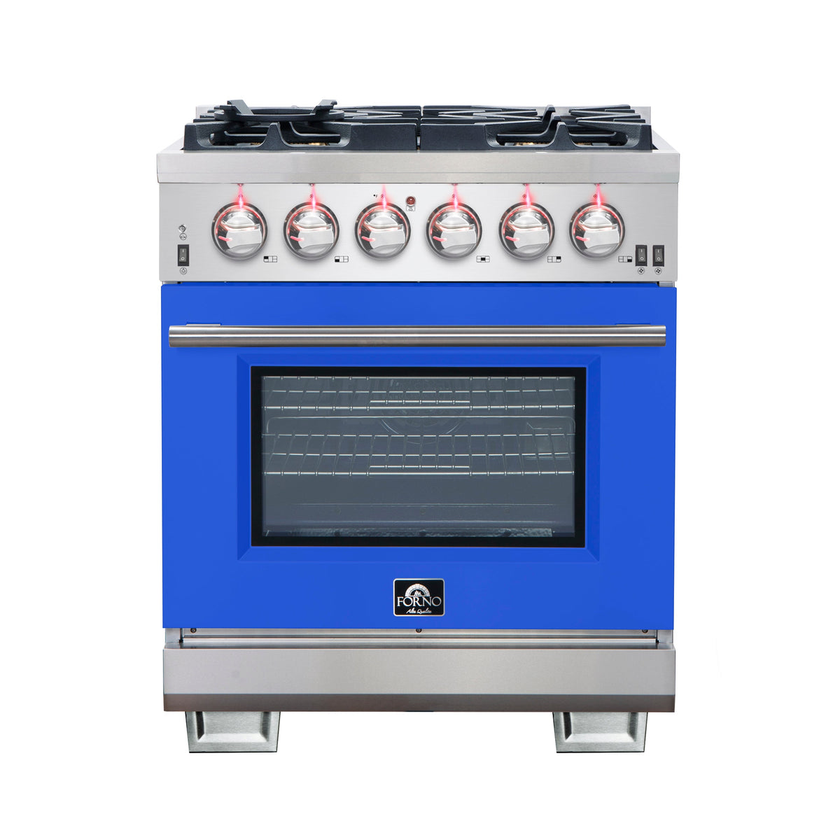 Forno Capriasca 30-Inch Gas Range FFSGS6260-30BLU – Stainless Steel – Gas Range FFSGS6260 30BLU front blue door 2025 10 16