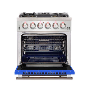 Forno Capriasca 30-Inch Gas Range FFSGS6260-30BLU – Stainless Steel – Gas Range FFSGS6260 30BLU front open blue door 2025 10 16