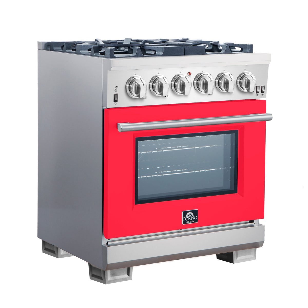 Forno Capriasca 30-Inch Gas Range FFSGS6260-30 – Red – Gas Range FFSGS6260 30RED angle red door 2025 10 17