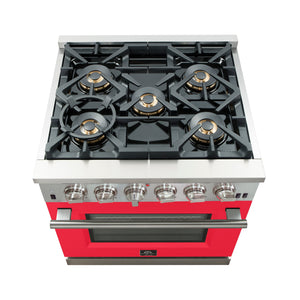 Forno Capriasca 30-Inch Gas Range FFSGS6260-30 – Red – Gas Range FFSGS6260 30RED cooktop red door 2025 10 17