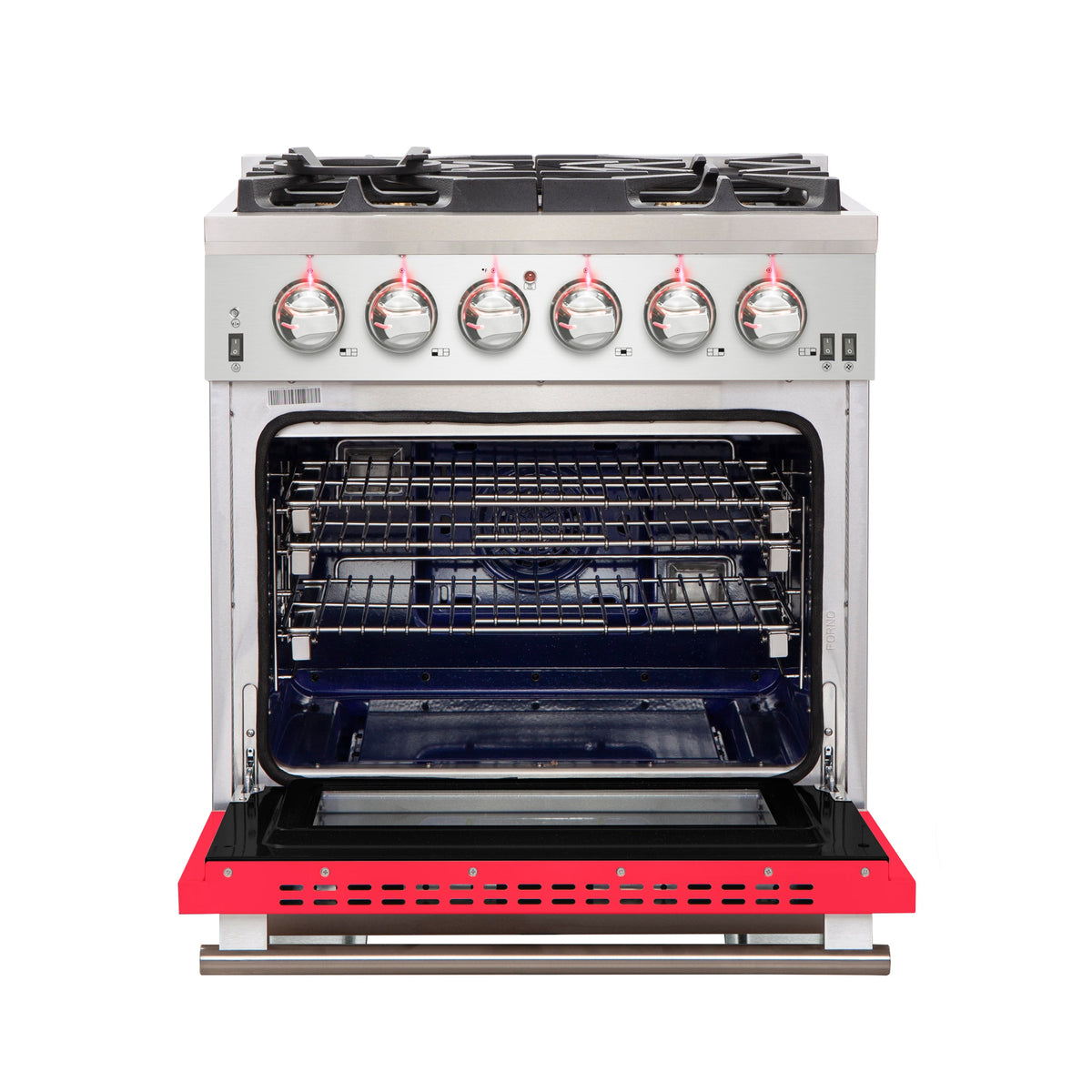 Forno Capriasca 30-Inch Gas Range FFSGS6260-30 – Red – Gas Range FFSGS6260 30RED front open red door 2025 10 17